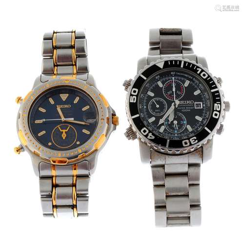 A group of four assorted Seiko watches, to include three chr...