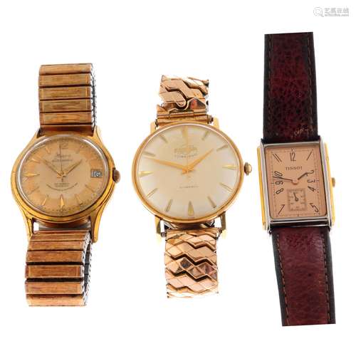 A group of five wrist watches, to include an example by Enic...