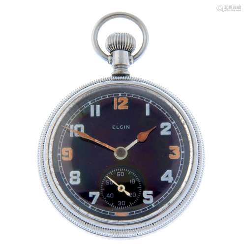 A military issue open face pocket watch by Elgin.