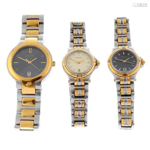 A group of seven assorted Gucci watches.