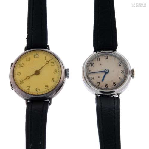 A trench style wrist watch.