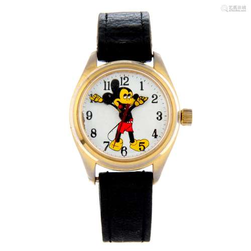 A Mickey Mouse wrist watch.
