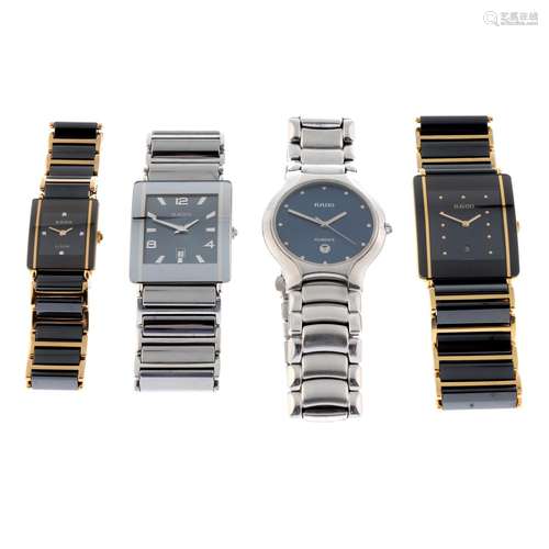 A group of four assorted Rado watches.