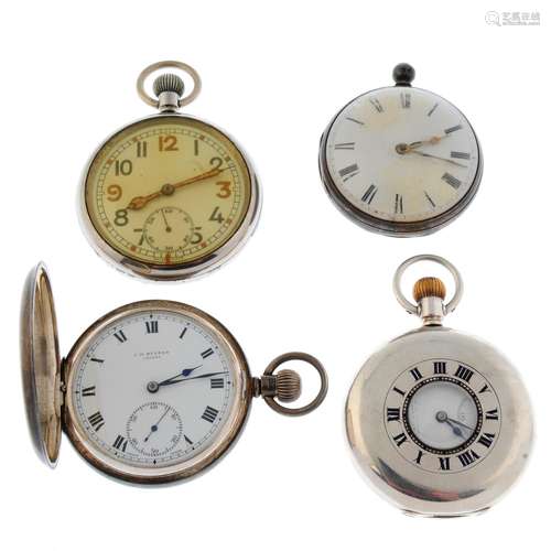 A group of four assorted pocket watches,