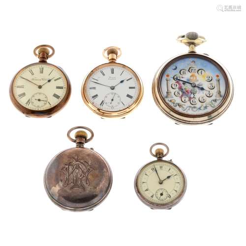 A group of seven pocket watches together with a Newmark wris...