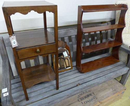 A George III mahogany two tier washstand, W.32cm H.79cm, a V...