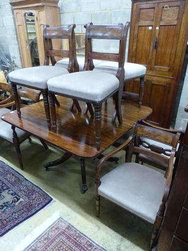 A Regency mahogany tilt top dining table, together with a ha...