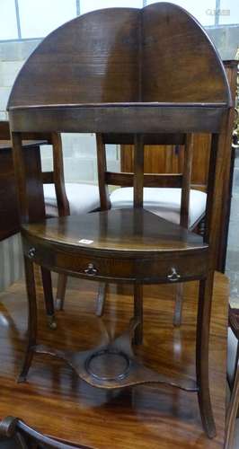 A George III oak and elm three tier corner washstand, W.56cm...