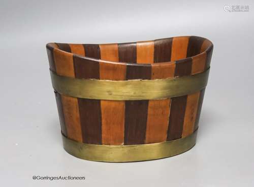 A late Georgian staved rosewood and boxwood jardiniere, leng...