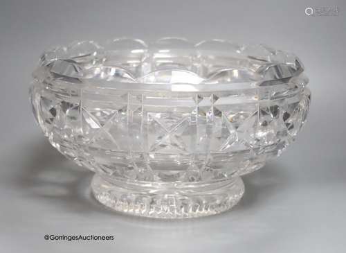 A 19th century heavy cut glass bowl, possibly Irish, diamete...