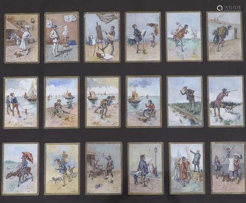 F. Villetti, (Italian, 19th century) a set of 18 humorous / ...