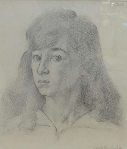 Arnold Auerbach (1898-1978), pencil, Portrait of a young wom...