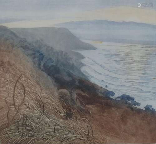 Robert R. Greenhalf (b. 1950), aquatint, 'Winter headland', ...