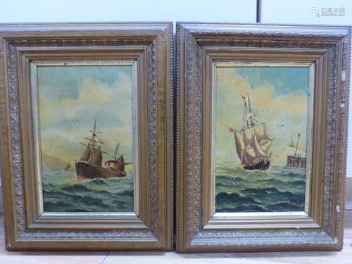 B. Durrant, pair of oils on canvas, Sailing and steamships a...