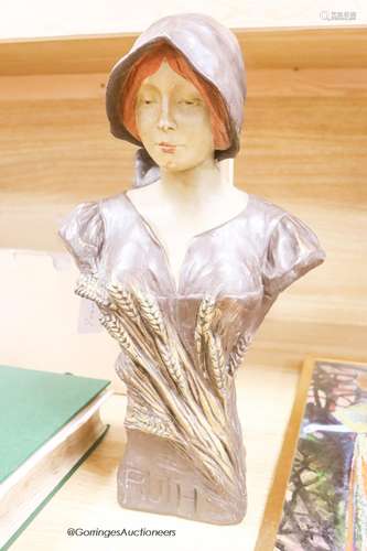 A French Art Nouveau ceramic portrait bust, 'Ruth', 42.5 cm ...