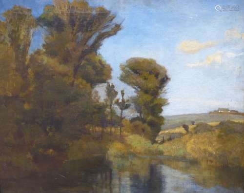 Percy Belgrave (19th C.), oil on canvas, Mullions Mill Pond,...