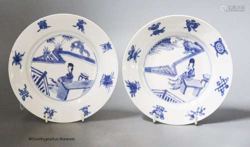 Two Chinese blue and white porcelain plates, Chenghua marks ...