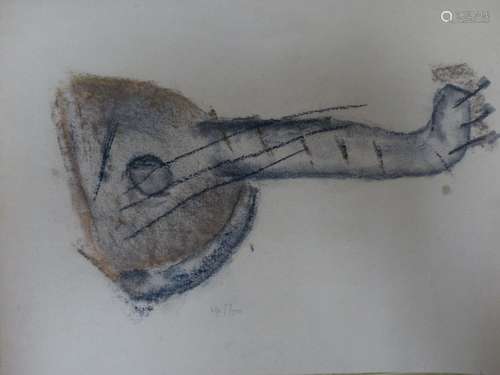 Ivan Puni, charcoal and pastel, Study of a mandolin, signed ...