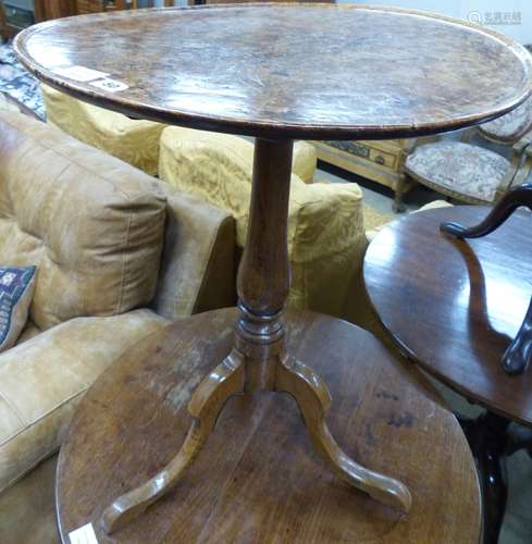 A George III oak and pollard oak circular tilt top tripod te...