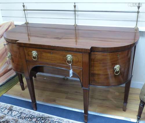 A George III mahogany breakfront sideboard, length 152cm, 11...