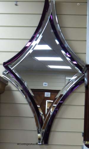 A Deknudt contemporary amethyst tinted mirror, 110cm x 67.5c...