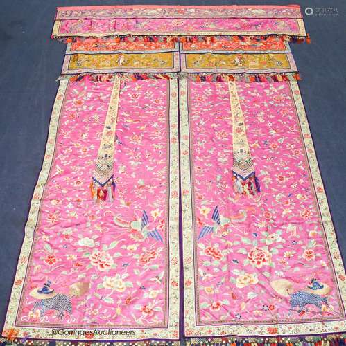 A pair of 20th century Chinese silk embroidered ceremonial p...