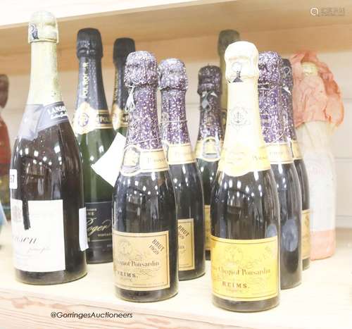 Four assorted champagnes including Bollinger, 1955 and two P...