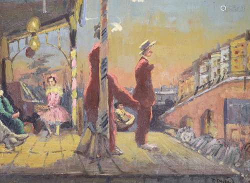 After Walter Richard Sickert, oil on board, Brighton Pierrot...