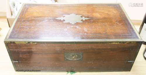 A late Georgian brass mounted rosewood writing slope, width ...