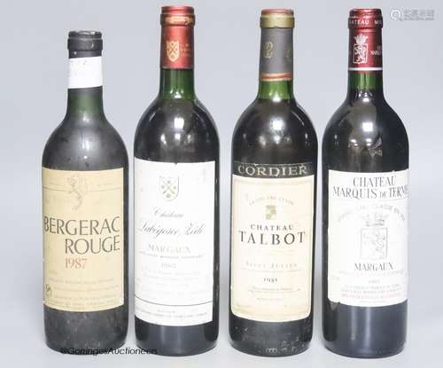 A collection of red wine including Chateau Talbot, 1981