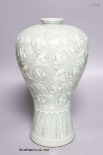 A large Korean celadon glazed baluster vase, height 31.5cm