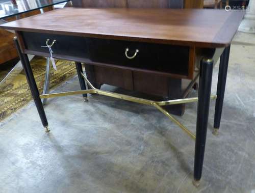 A G plan part ebonsed teak two drawer side table with brass ...