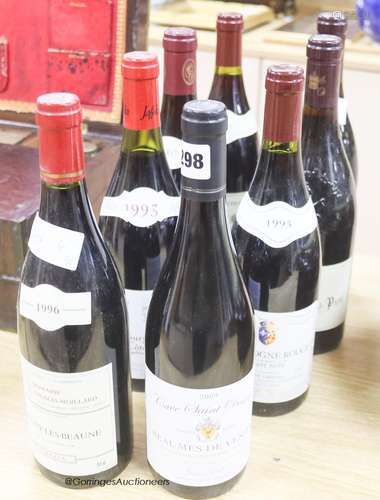 Eight assorted Burgundy wines including Savigny Les Beaurega...