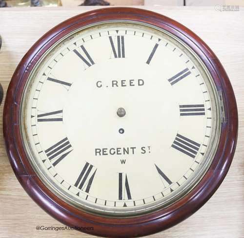 A G. Reed of Regent Street mahogany dial clock, diameter 50c...