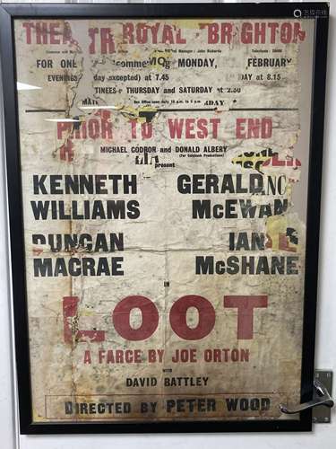 An original 1965 'Kenneth Williams FAILED PRODUCTION.. 'Loot...