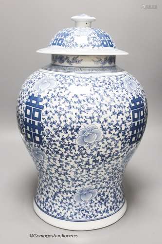 A large Chinese porcelain baluster jar and cover, height 44c...