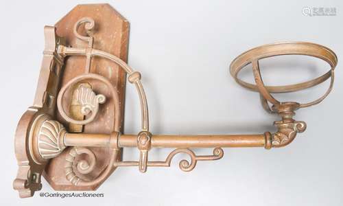 A victorian brass wall sconce, depth 40cm