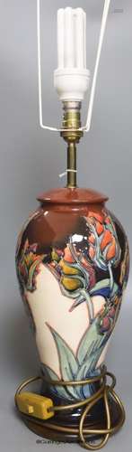 A Moorcroft vase lamp, height 34cm