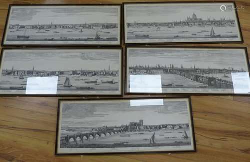 After S and N Buck, set of five reprints, Views along the Ri...