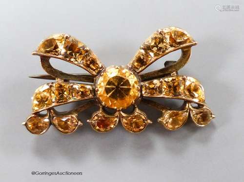 An early 20th century yellow metal and citrine cluster set r...