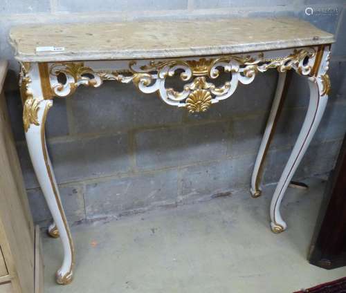 A 20th century Italian marble topped console table with pier...