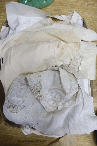 A small collection of Victorian and later clothing, leather ...