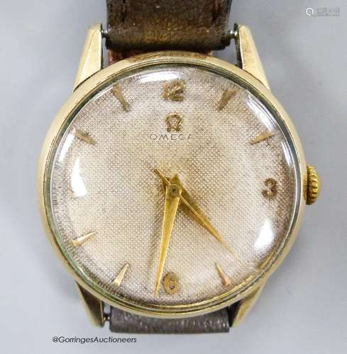 A gentleman's early 1950's gold plated Omega manual wind wri...