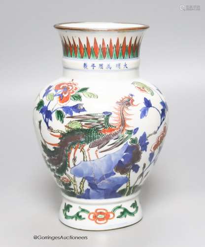 A late 19th / early 20th century Chinese Wucai vase, Wanli m...