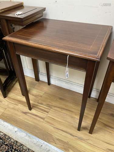 An Edwardian rectangular mahogany occasional table. W-57, D-...