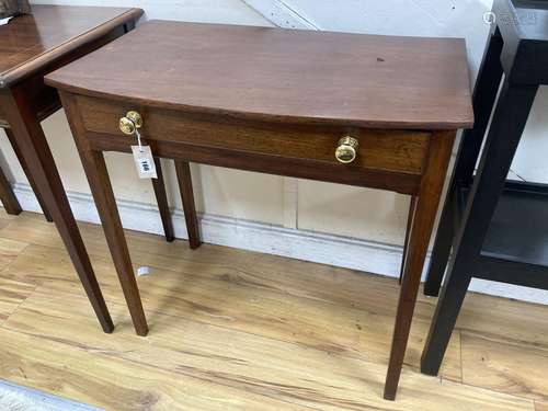 A George III mahogany bow front side table. W-72, D-43, H-71...