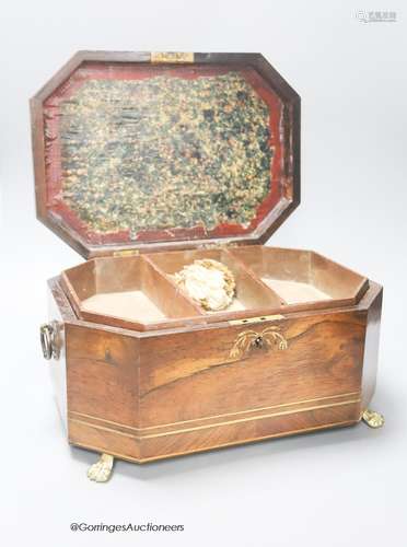 A large 19th century brass banded rosewood work box, width 3...