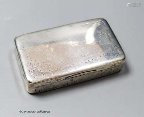 A mid 19th century Russian 84 zolotnik snuff box, with engra...