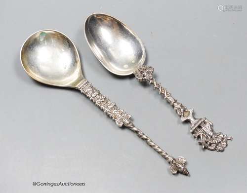 A late 19th century ornate Swedish white metal spoon, with d...