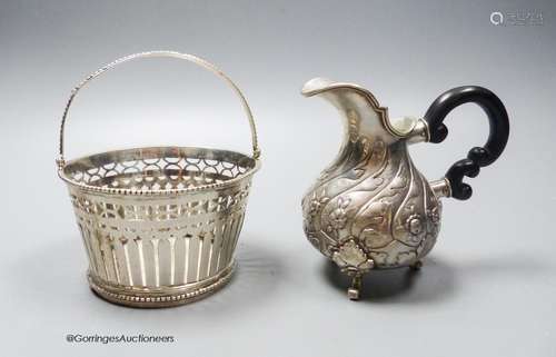 A 19th century Dutch white metal sugar basket (no liner), he...